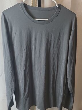Lululemon All Yours Long Sleeve Shirt Grey  Pima Cotton Relaxed Fit Sz 10